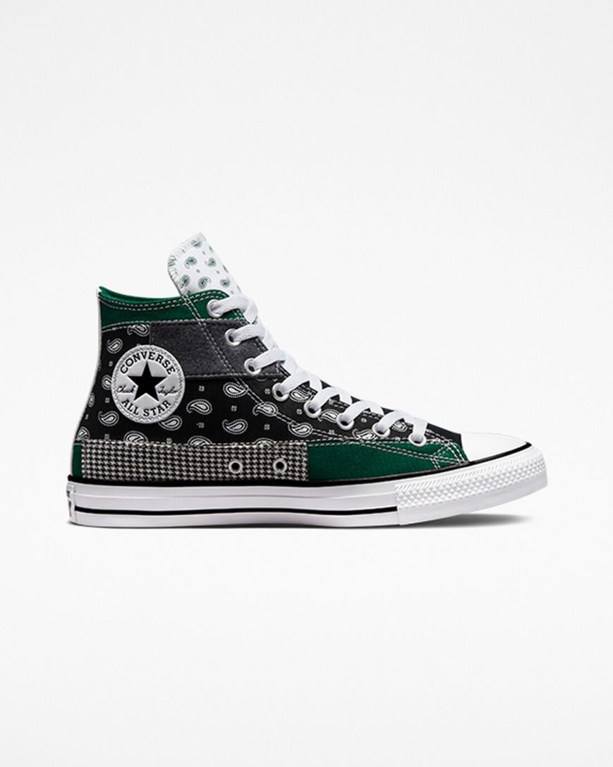 Dámské Boty Vysoké Converse Chuck Taylor All Star Hacked Patterns Zelene Černé Bílé | CZ 31SAZ83